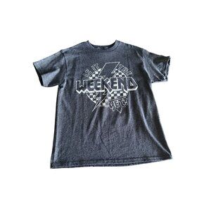 Delta Pro Weight Gray Graphic T-Shirt "Is It The Weekend Yet?" Small Casual Wear